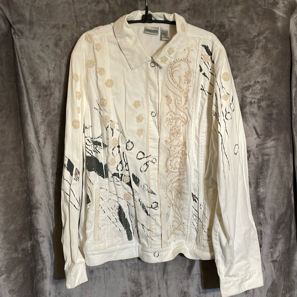 NWT Chico’s Spring Delight Exc Kaila Denim Jacket Size 3 (16): Ecru
